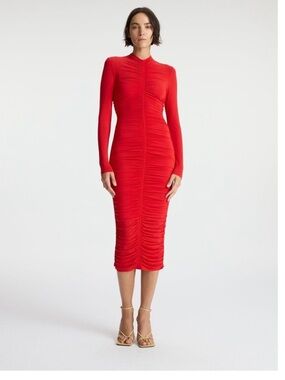 NWT A.L.C. Ansel Ruched Long Sleeve Bodycon Dress Red Small